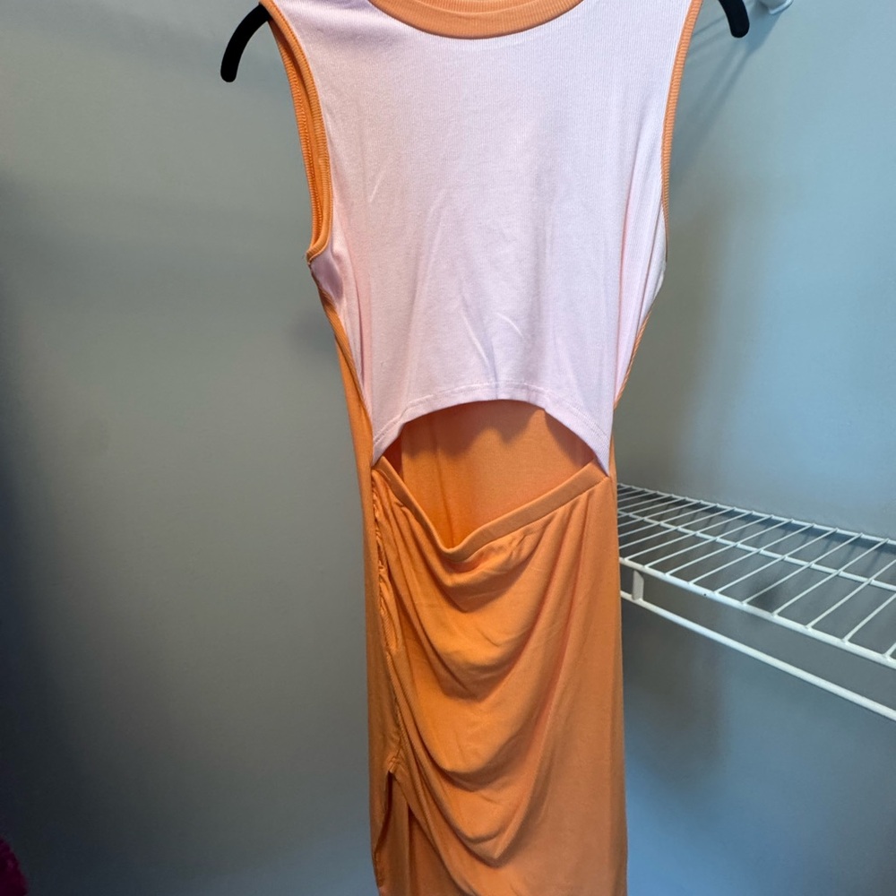 Orange and Pink Sleeveless Dress